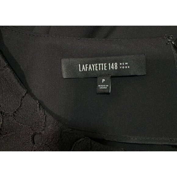 Lafayette 148 Sz P / XS Solid Black Embroidered Stretch Oversized Shift Dress - Picture 4 of 6